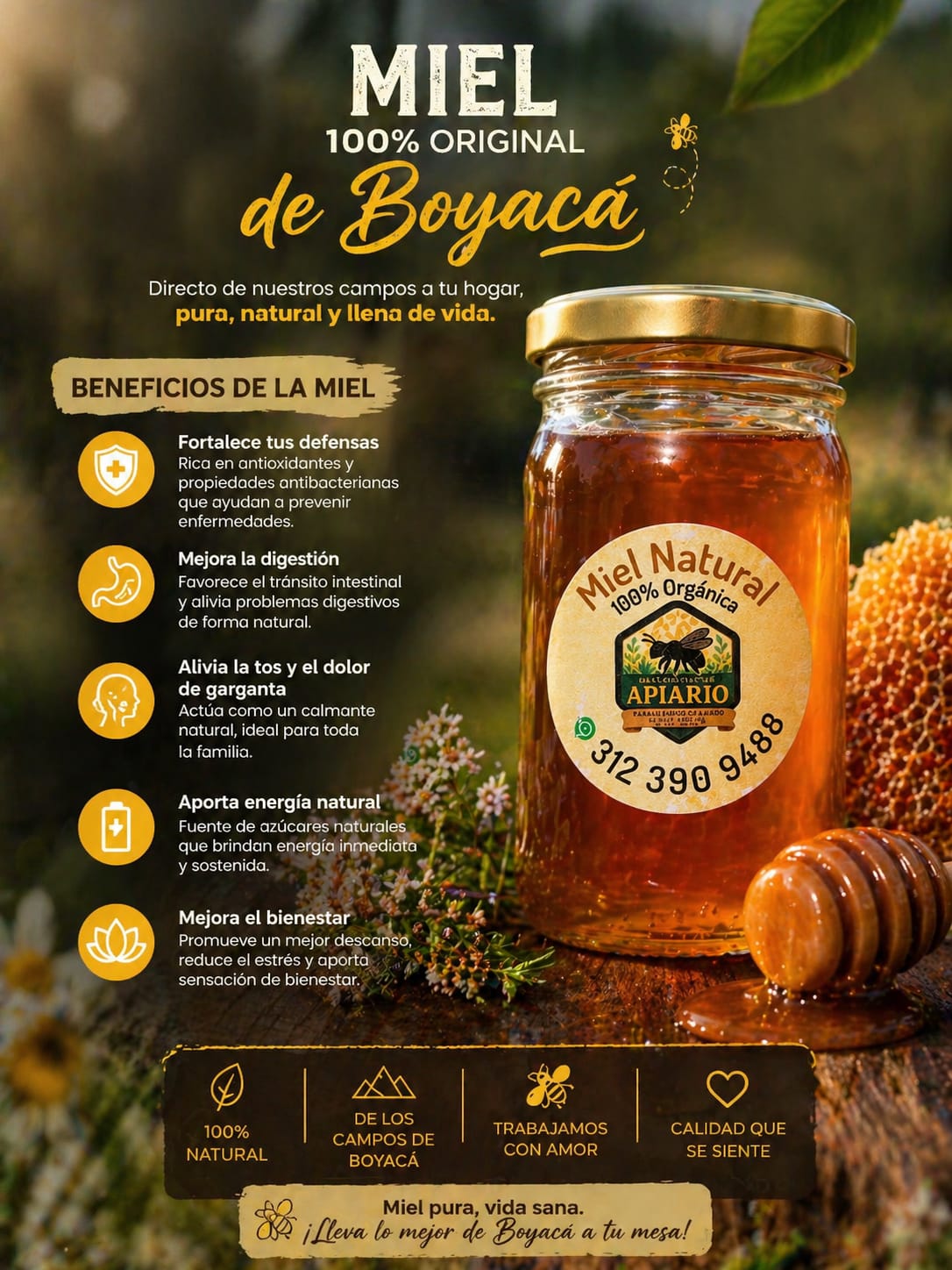 Miel Natural 100% Original de Boyacá